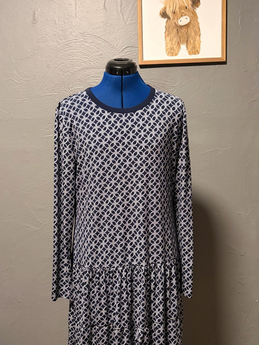 Michael Kors Navy and White Patterned Mini Dress